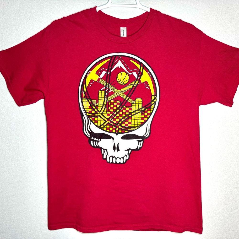 Grateful Dead X Denver Nuggets Logo Dancing Bear T-Shirt Large Maroon/Red